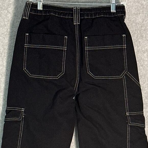 BDG Urban Outfitters Womens Sz 29 Wide Leg Cargo Skate Jeans Black Elastic Waist - Picture 11 of 13